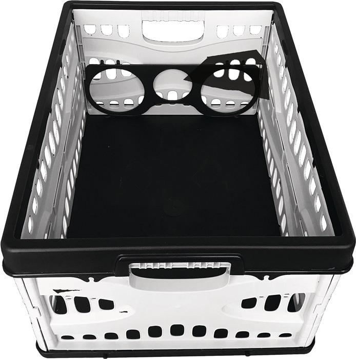 Klappbox L485xB345xH230mm Inhalt 35 l mit 2 Griffen und Flaschenhalter schwarz-grau LOCKWEILER