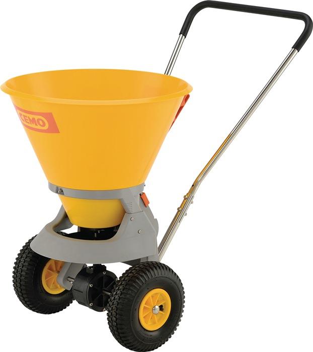 Streugutwagen 35 l Kunststoff gelb Bereifung Luft mit Streumengenregler 1-4 m CEMO