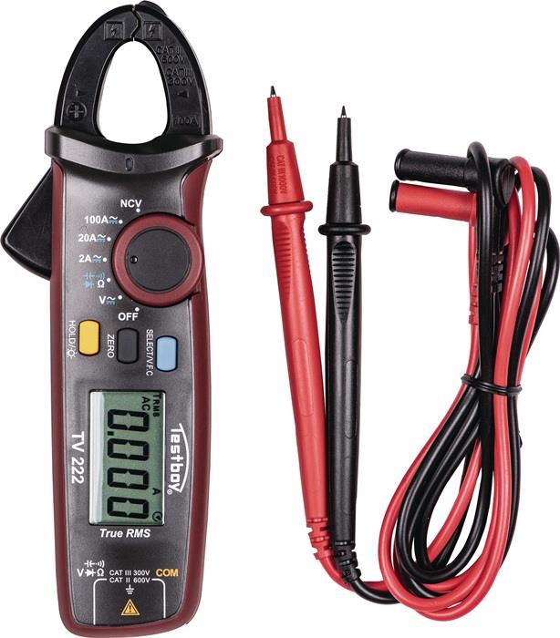 Zangenamperemeter TV 222 bis 100 A AC/DCbis 600 V AC/DC CAT III 300 V CAT II 600 V TESTBOY