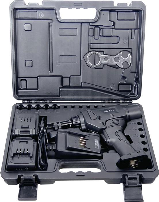 Akkublindnietmutternsetzgerät GO-RN1 16-teilig 18.000 N im Kunststoffkoffer GOEBEL