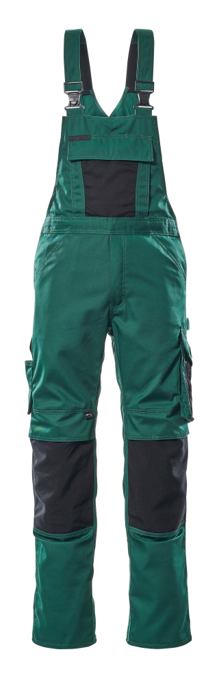 Latzhose mit Knietaschen UNIQUE Grün/Schwarz 76C48