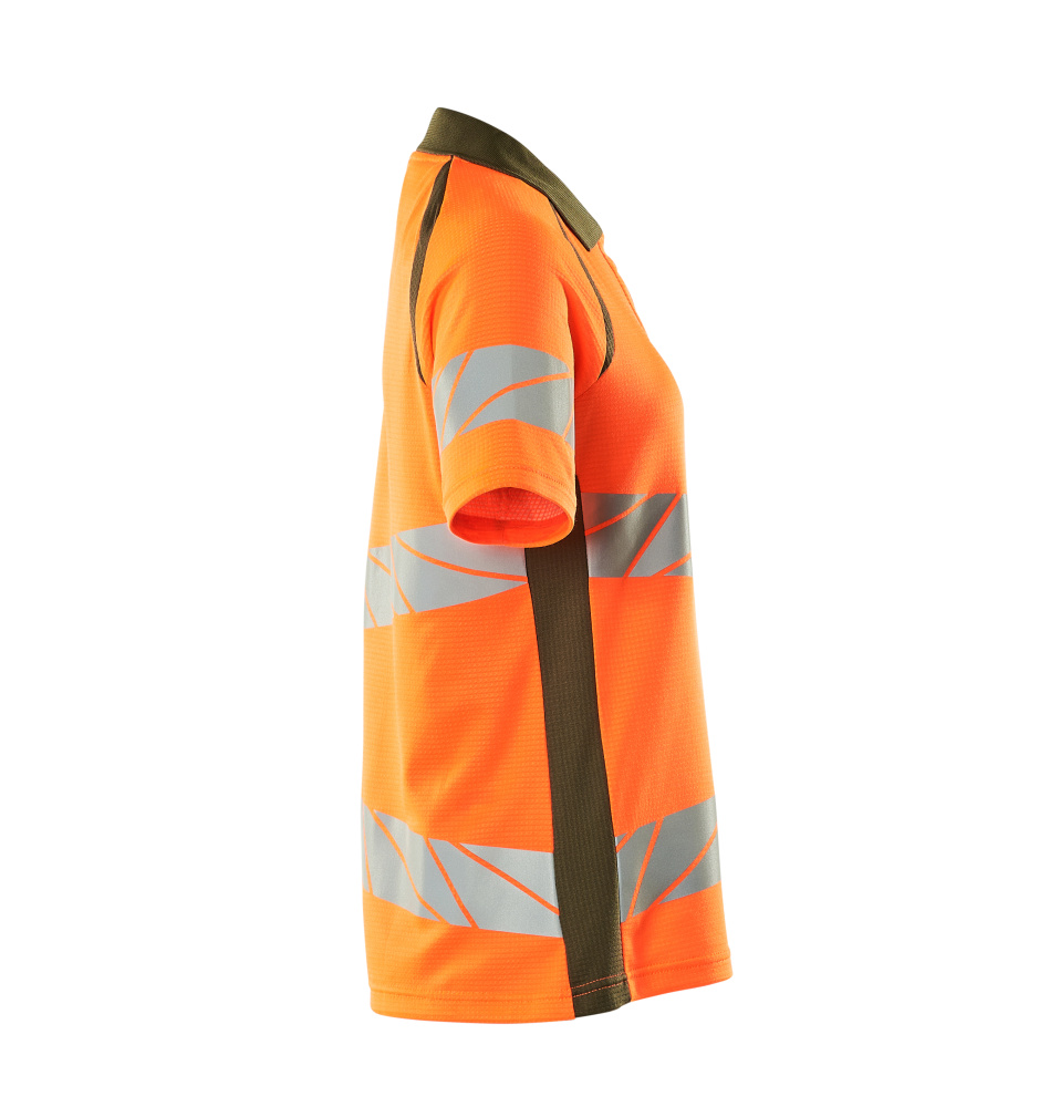 Damen-Passform Polo-Shirt ACCELERATE SAFE Hi-vis Orange/Moosgrün L  ONE