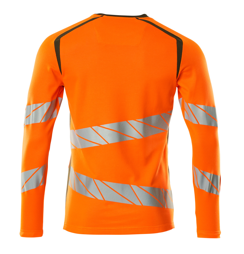 Langarmshirt ACCELERATE SAFE Hi-vis Orange/Moosgrün L  ONE