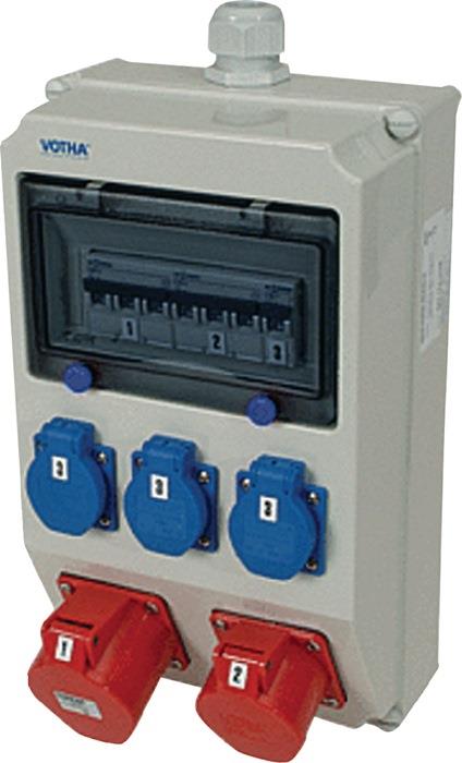 Kunststoffwandverteiler Verschraubung M32 1xCEE 32 A, 1xCEE 16 A, 3x230V