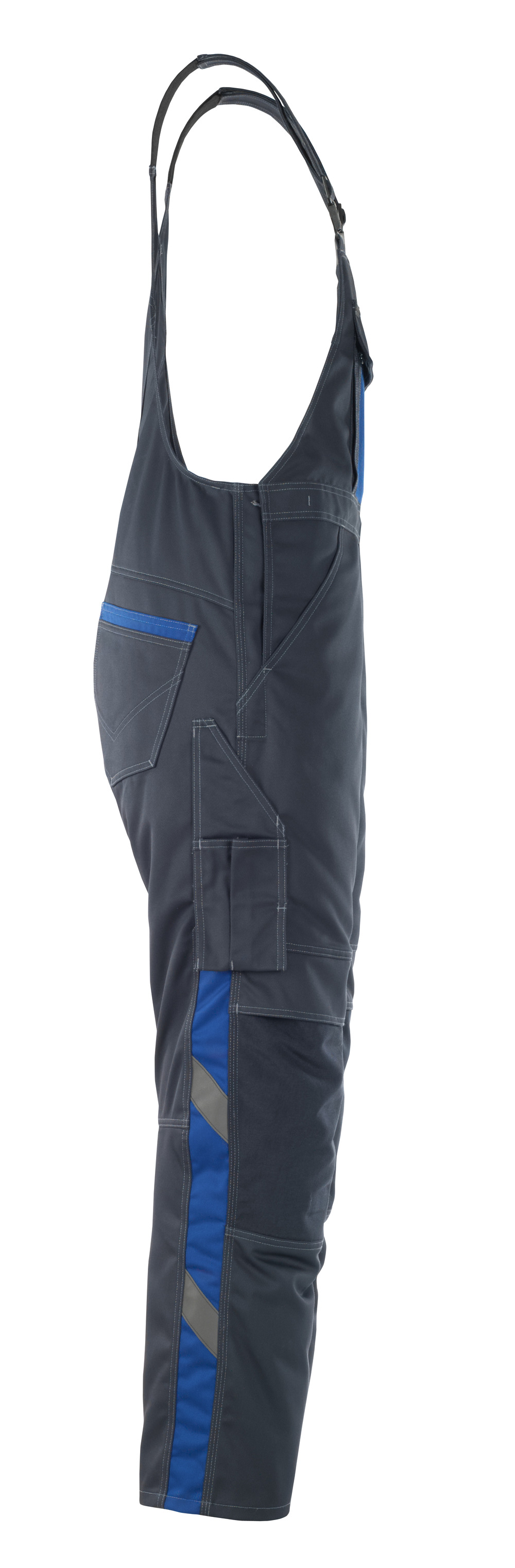 Latzhose mit Knietaschen UNIQUE Schwarzblau/Kornblau 76C48