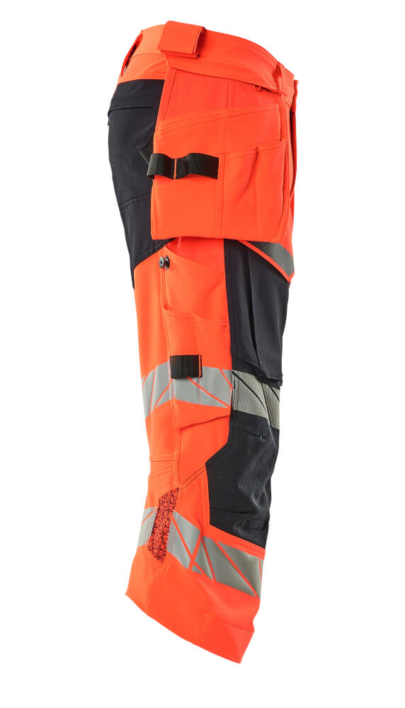 Dreiviertel-Hose mit Hängetaschen ACCELERATE SAFE Hi-vis Rot/Schwarzblau C48