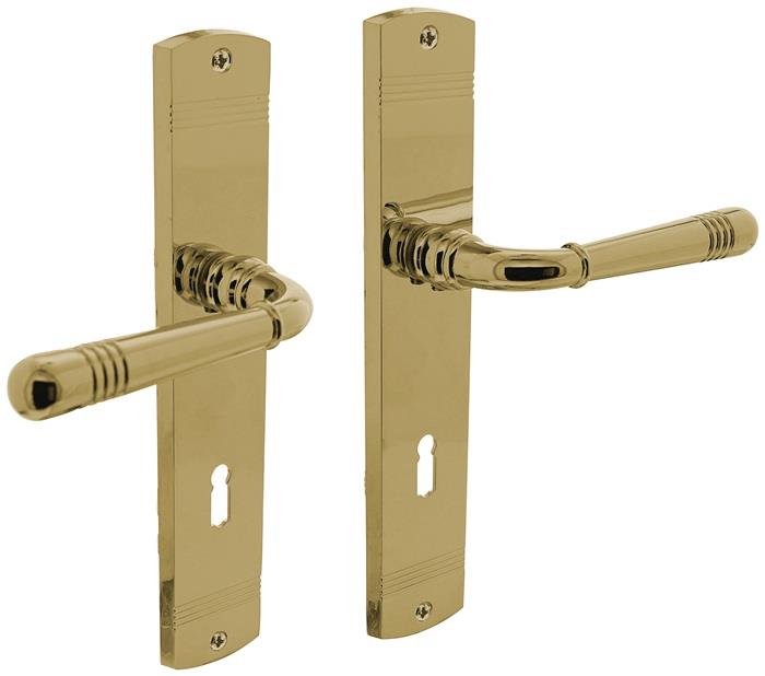 Langschildschildgarnitur Helena DIN links / rechts F3 / PVD BB F3 Messing