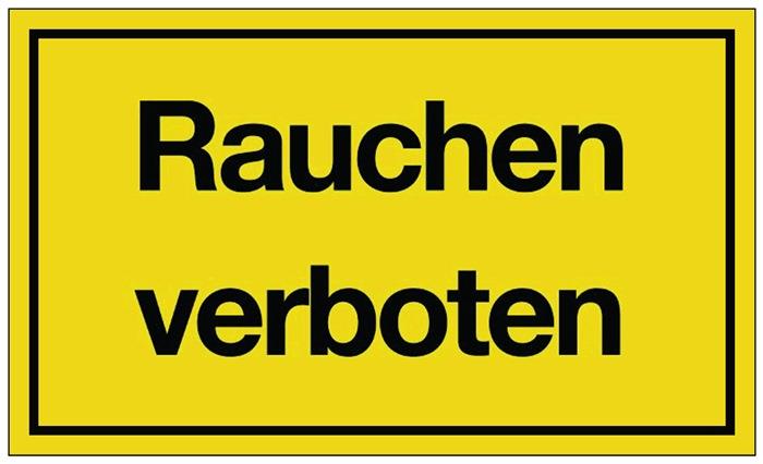 Hinweiszeichen Rauchen verboten L250xB150 mm gelb schwarz Kunststoff