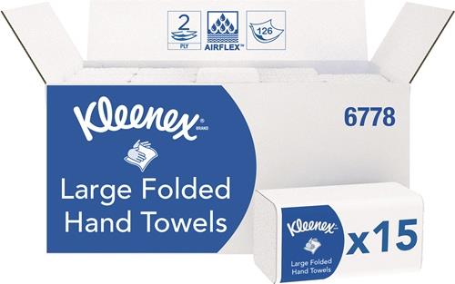 Falttuch KLEENEX® 6778 2-lag.weiß L.ca.320mmxB.ca.215mm 15 Pk.x124 Tü.=1860 Tü.