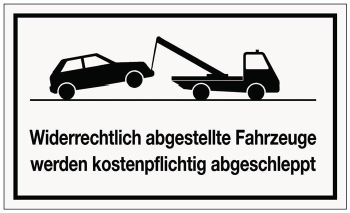 Hinweiszeichen Widerrechtliches Parken L250xB150 mm weiß schwarz Kunststoff