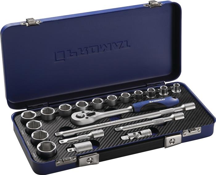 Steckschlüsselsatz 20-teilig 3/8 ″ Schlüsselweiten 8-22 mm Anzahl Zähne 30 6-Kant PROMAT