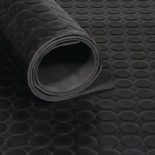 Gummiflachnoppenmatte B.1,2m L.10m D.3mm schwarz NR/SBR o.Gewebeeinlage TECWERK
