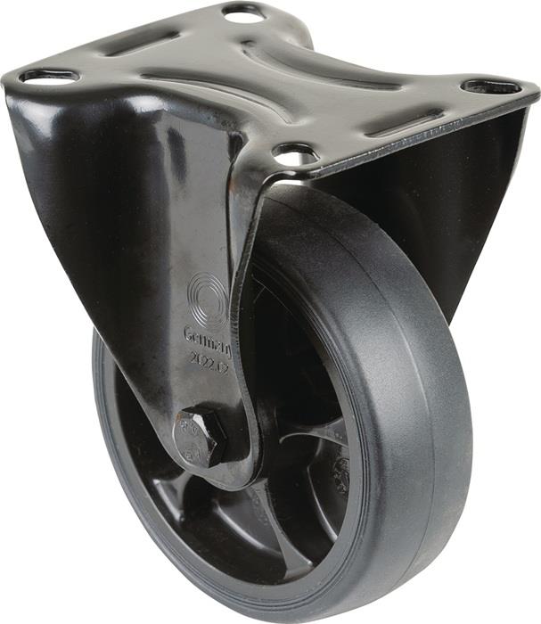 Bockrolle Gummi Platte L104xB80 mm Farbe Rolle schwarz 100 mm 128 mm 110 kg