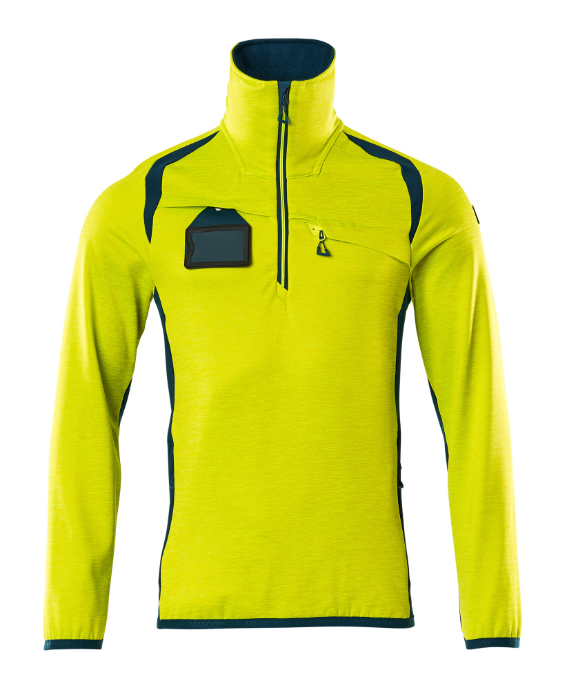 Fleecejacke mit kurzem Reißverschluss ACCELERATE SAFE Hi-vis Gelb/Dunkelpetroleum L
