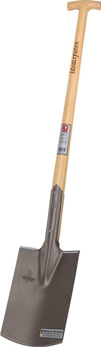 Bauspaten 285 x 185 / 180 mm Größe 2 Gärtner Form mit Trittschutz und Eschen-T-Stiel IDEAL