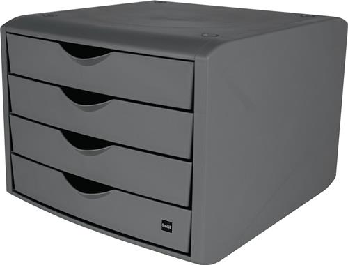 Schubladenbox m.Auszugssperre 4 Schubl.lichtgrau H215xB265xT332mm HELIT