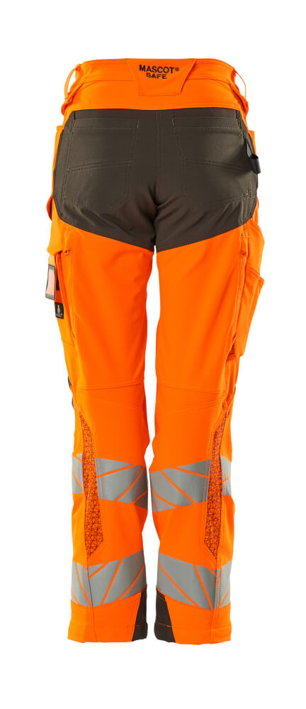Damen-Passform DIAMOND Hose mit Knietaschen ACCELERATE SAFE Hi-vis Orange/Dunkelanthrazit 82C50