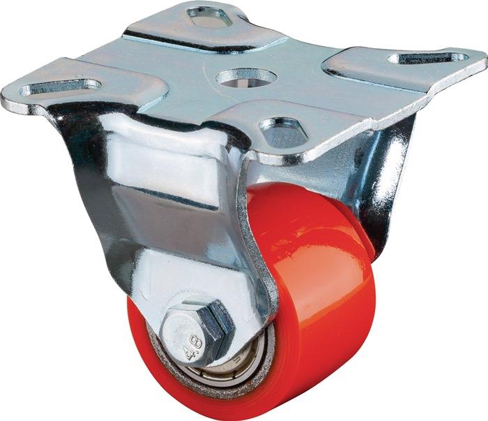 Bockrolle 35 mm 100 kg Polyurethan 90 +/- 3 Shore A Kugellager 60 x 60 mm Stahl BS ROLLEN