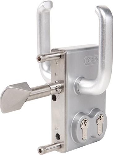 Doppelzylinderschloss grau 3-Loch Mont.f.40-120mm Profile LOCINOX