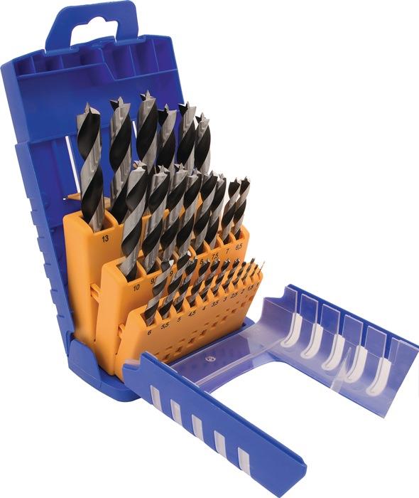Holzspiralbohrersatz 012K 25-teilig Ø 1 - 13 mm 0,5mm steigend CV-Stahl FISCH-TOOLS