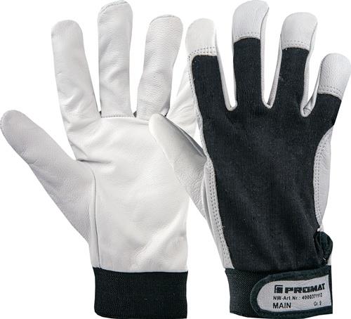 Handschuhe Main Gr.10 schwarz/naturfarben EN 388 PSA II PROMAT