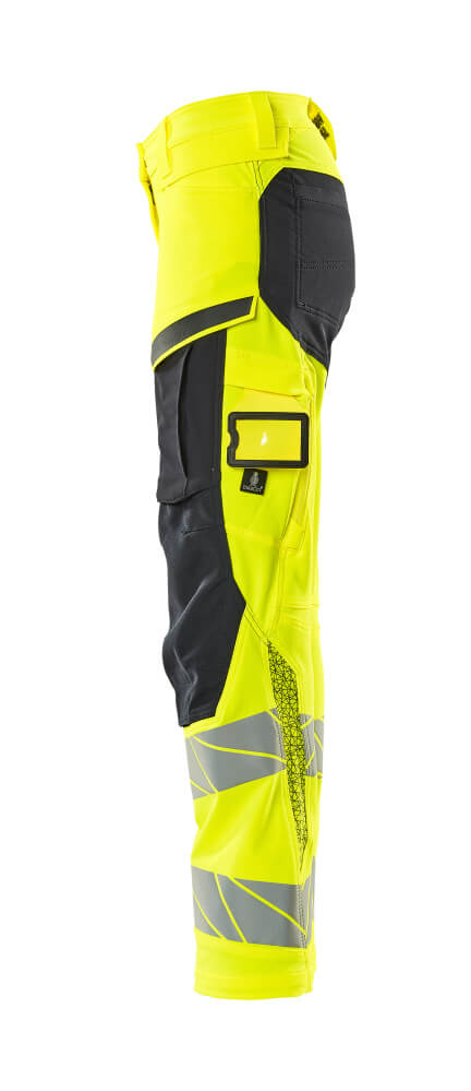 Damen-Passform DIAMOND Hose mit Knietaschen ACCELERATE SAFE Hi-vis Gelb/Schwarzblau 76C48