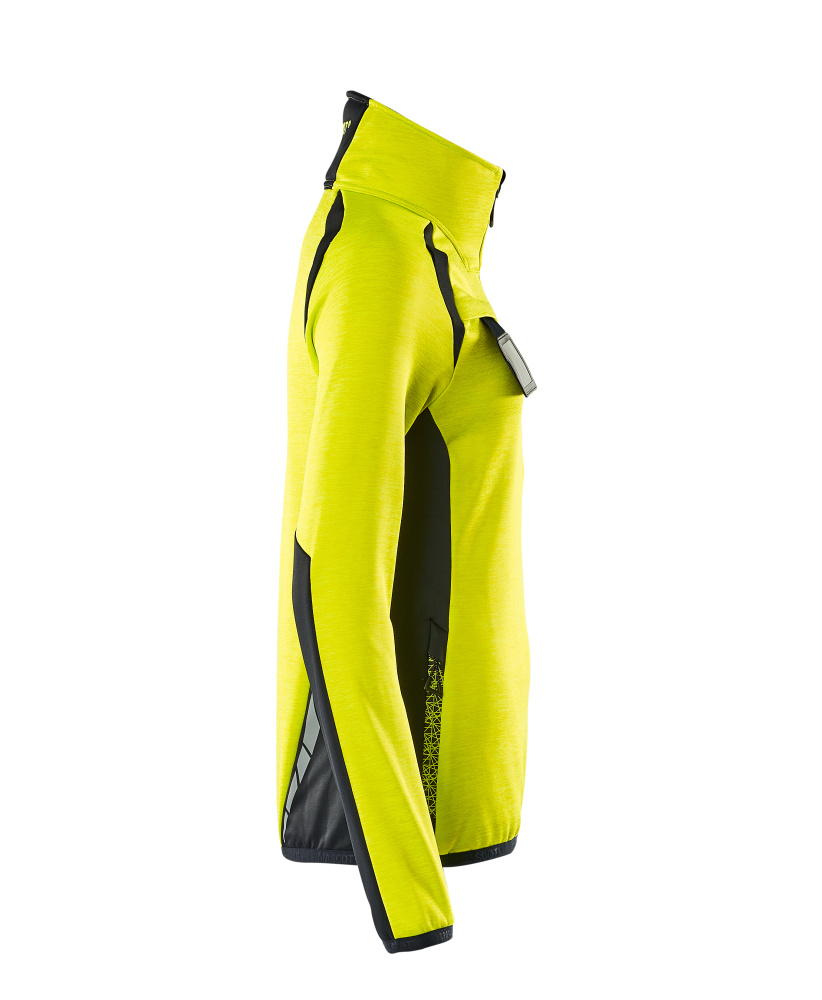 Damen-Passform Fleecejacke mit kurzem Reißverschluss ACCELERATE SAFE Hi-vis Gelb/Schwarzblau L