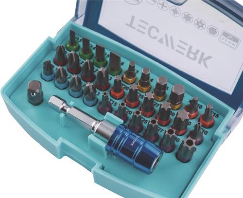 Bitsortiment Torsión 32-tlg.Schlitz/PH/PZD/TX/TX-BO/6Kt.Torsionsbits TECWERK