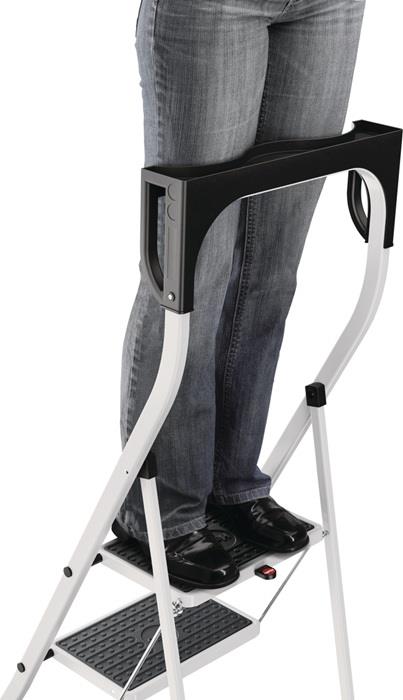 Klapptritt Stufen einschl. Plattform 2 Plattformhöhe 470 mm Stahl mit Anti-Rutsch-Matten weiß HAILO