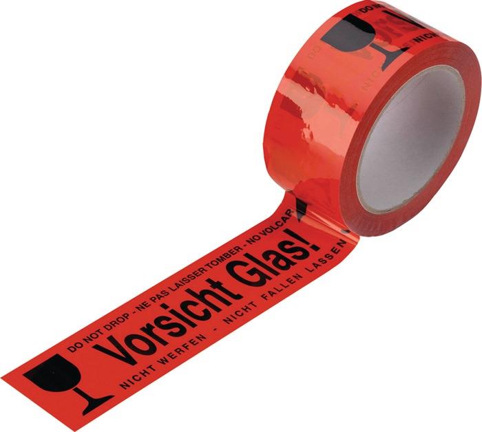 Warnklebeband PVC Vorsicht Glas Länge 66 m, Breite 48 mm rot Rolle ENVIROPACK
