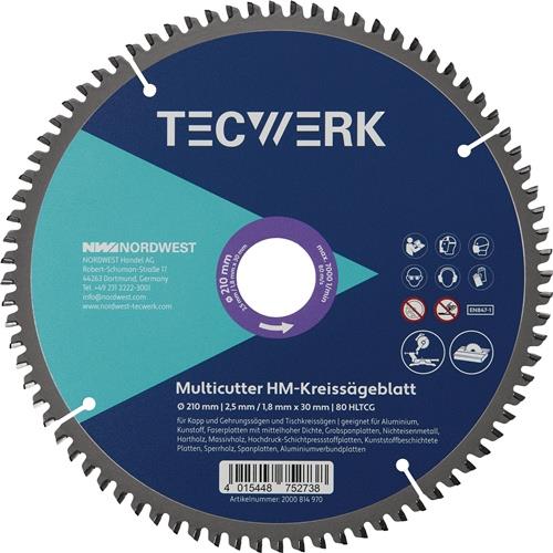 Tisch-/Kappkreissägeblatt AD 210mm Z.80 HLTCG Schnitt-B.2,5mm TECWERK