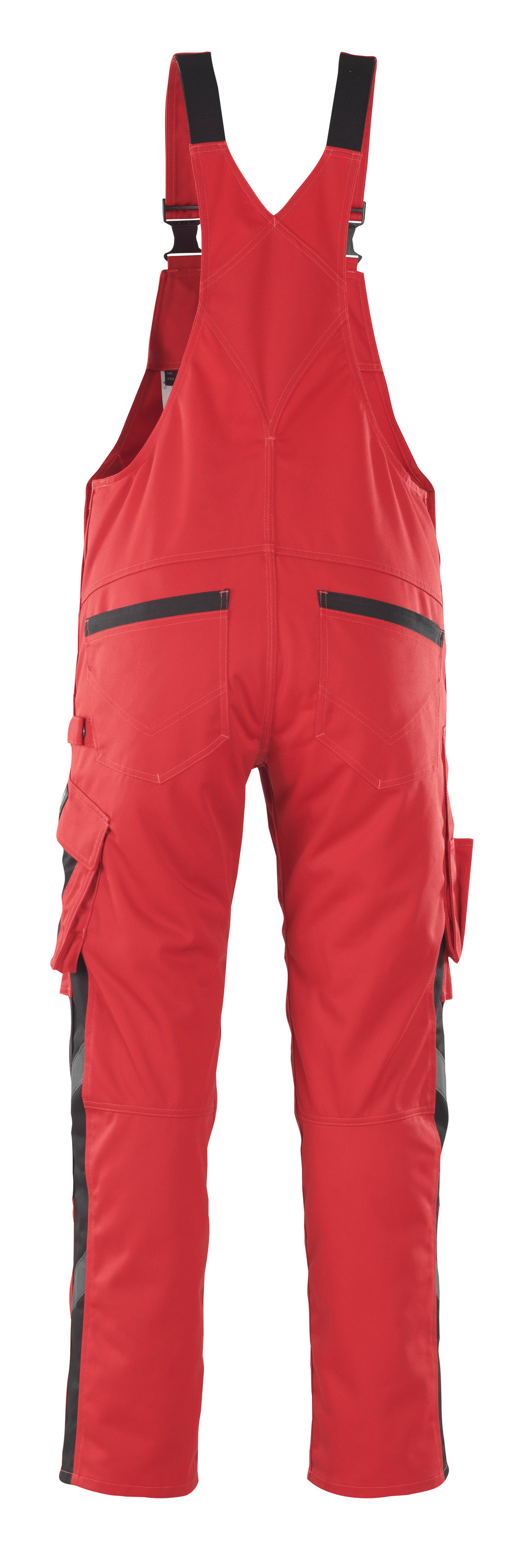 Latzhose mit Knietaschen UNIQUE Rot/Schwarz 76C48