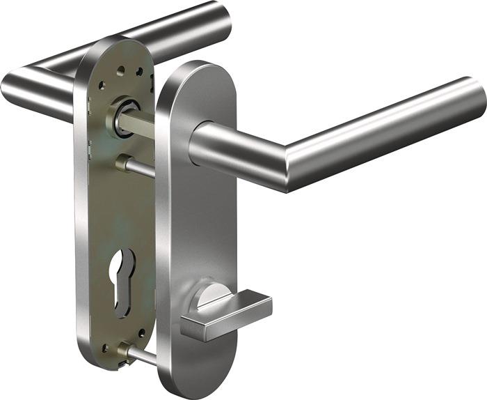 Kurzschildgarnitur Drückergarnitur Aluminium F1 / silberfarben WC F1 37 - 42 mm CORE+ 8906 8 mm / 7051K WC 78MM