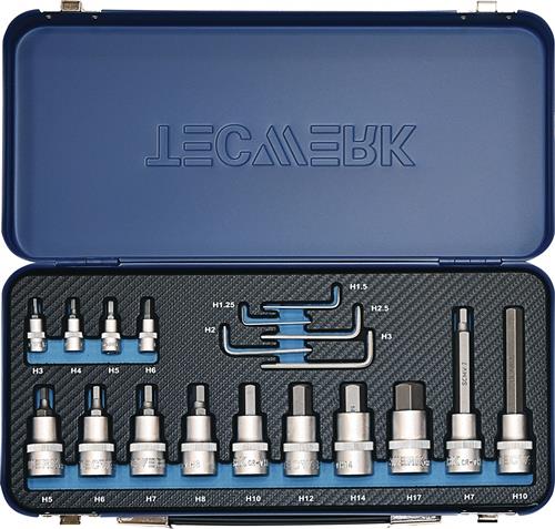 Steckschlüsselsatz 19-tlg.1/4+1/2 Zoll 1,25-17mm f.Innen-6-kant TECWERK