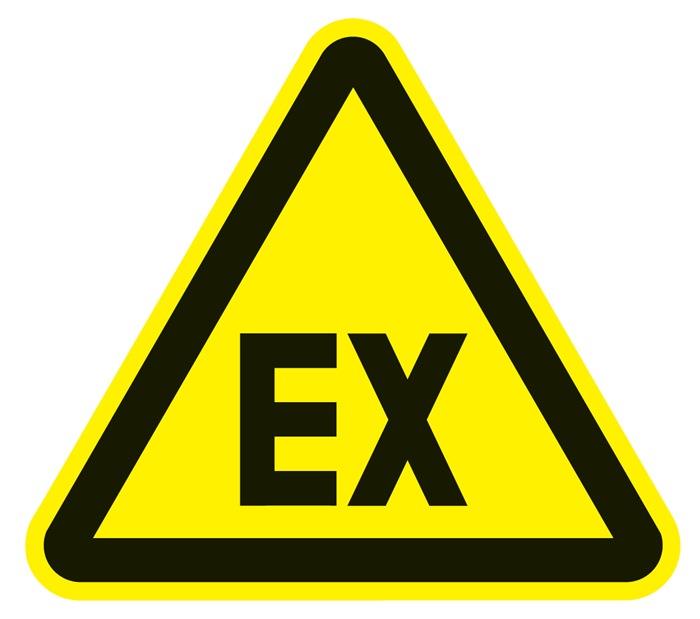 Warnzeichen ASR A1.3/DIN EN ISO 7010 200 mm Explosionsfähige Atmosphäre Folie