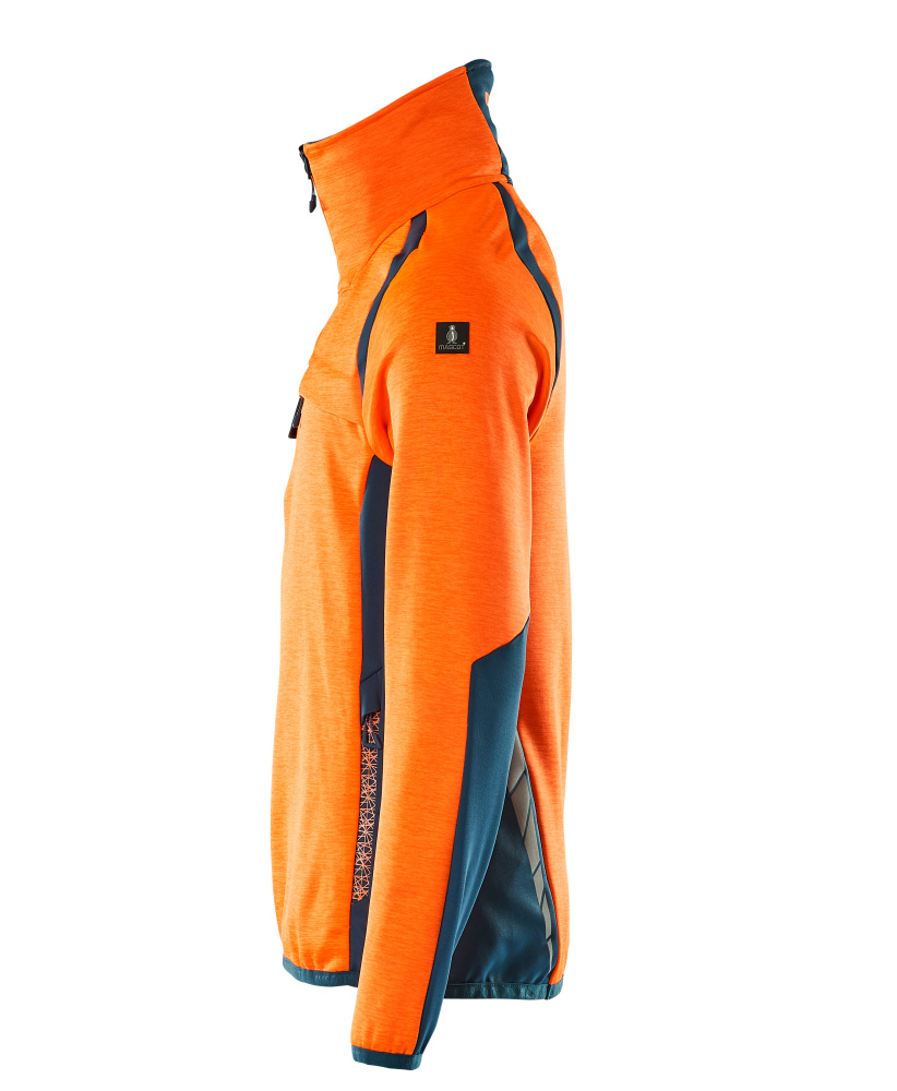 Fleecejacke mit kurzem Reißverschluss ACCELERATE SAFE Hi-vis Orange/Dunkelpetroleum L