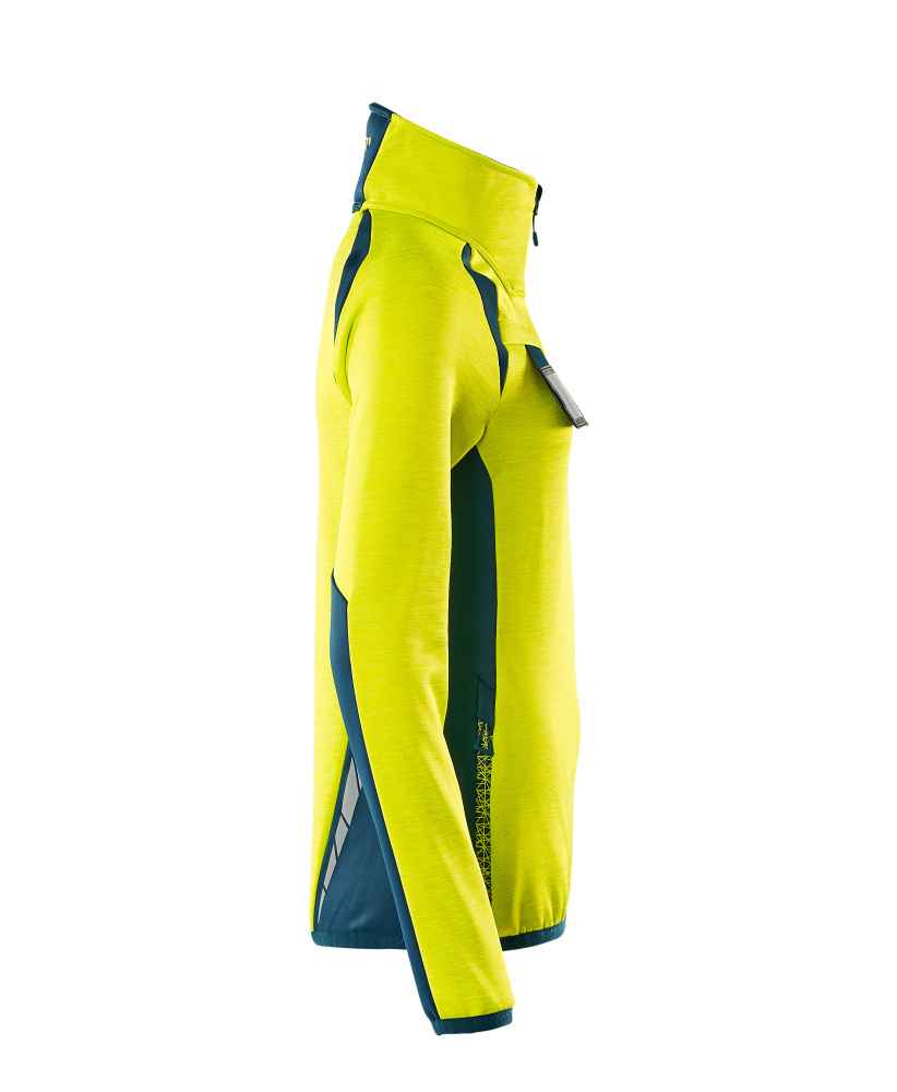 Damen-Passform Fleecejacke mit kurzem Reißverschluss ACCELERATE SAFE Hi-vis Gelb/Dunkelpetroleum L