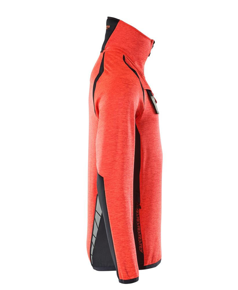 Fleecejacke mit kurzem Reißverschluss ACCELERATE SAFE Hi-vis Rot/Schwarzblau L