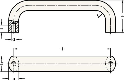 Bügelgriff GN 565 l 120 ± 0,25mm t min.10mm h 49mm GANTER