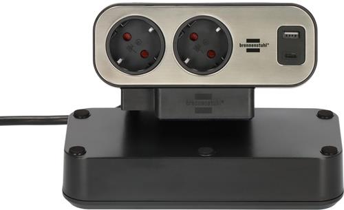 Tischsteckdosenleiste estilo Dublex 16 A 12 V silber BRENNENSTUHL
