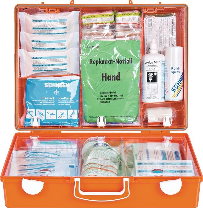 Erste Hilfe Koffer Beruf SPEZIAL Holzbearbeitung B400xH300xT150ca.mm orange SÖHNGEN