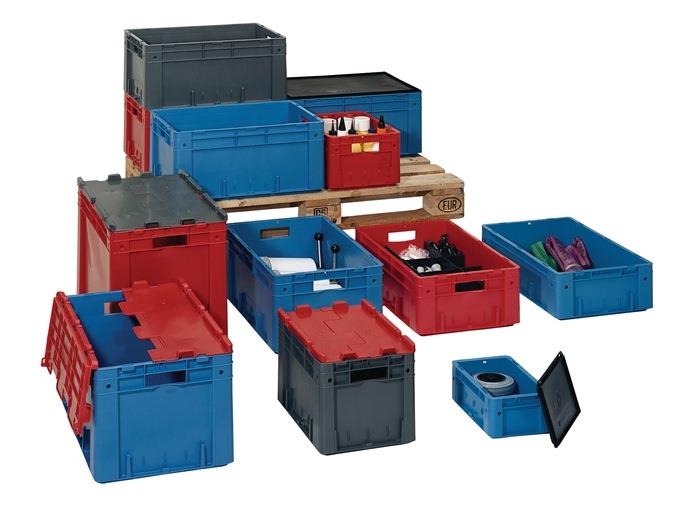 Transportstapelbehälter Seitenwände geschlossen 50 kg grau 210 mm 300 mm 400 mm