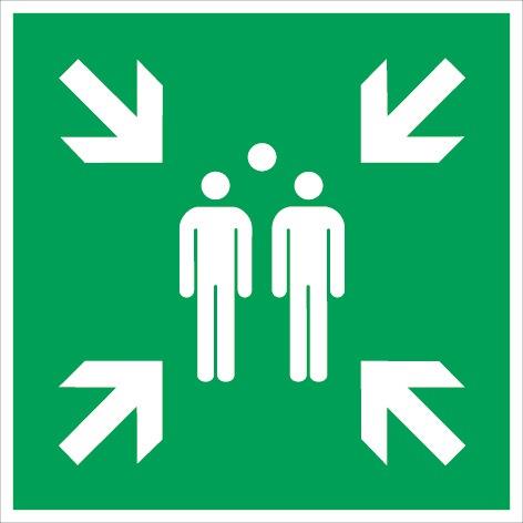 Rettungszeichen ASR A1.3/DIN EN ISO 7010 L400xB400 mm Sammelstelle Aluminium