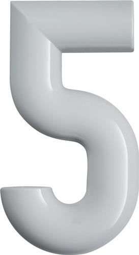 Hausnummer Ziffer 5 Spezial-Polyamid 99 reinweiß 165mm D.33mm HEWI