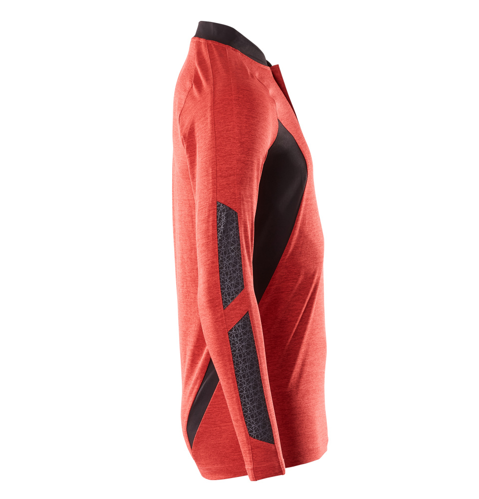 Polo-Shirt, Langarm ACCELERATE Verkehrsrot meliert/Schwarz 2XLONE