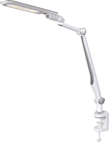 Schreibtischleuchte LED Multifl.ABS,Eisen,PS weiß/silber H600mm Standfuß+Klemme