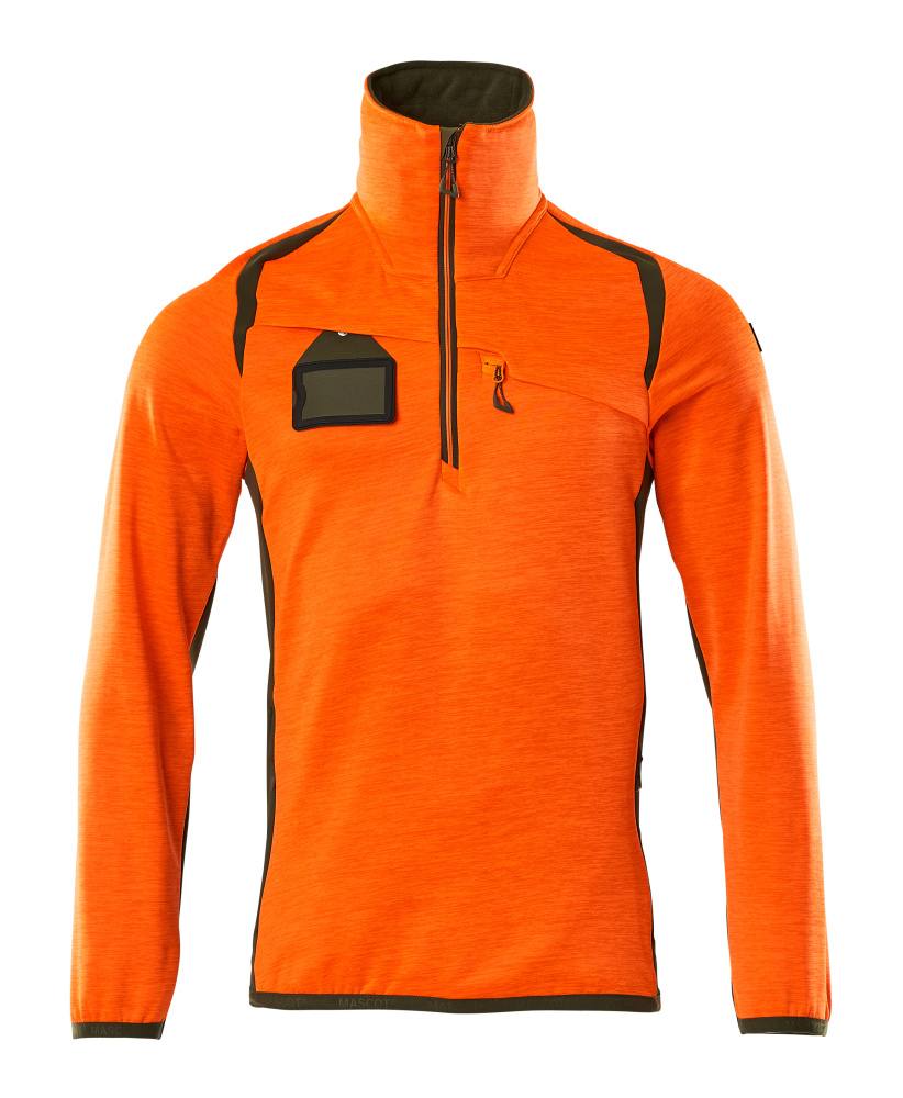 Fleecejacke mit kurzem Reißverschluss ACCELERATE SAFE Hi-vis Orange/Moosgrün L