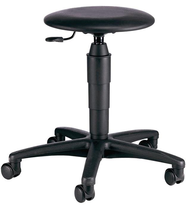 Drehhocker mit Rollen Kunstlederpolster schwarz Sitzhöhenverstellung 420-550 mm TOPSTAR