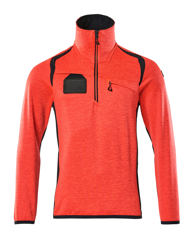 Fleecejacke mit kurzem Reißverschluss ACCELERATE SAFE Hi-vis Rot/Schwarzblau L