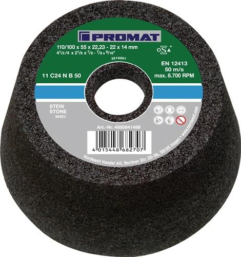 Schleiftopf C16N 110/100mm Natur- u.Kunststein,Stahlguss 16 Bohr.22,23mm PROMAT